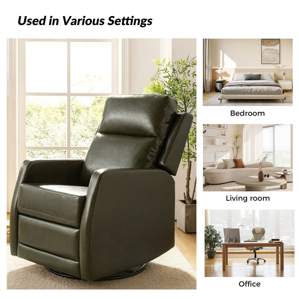 Fauteuil inclinable pivotant manuel Esteban en similicuir moderne avec dossier à oreilles, lot de 2