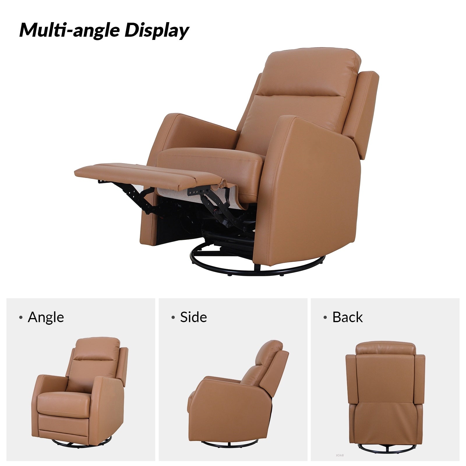 Fauteuil inclinable pivotant manuel Esteban en similicuir moderne avec dossier à oreilles, lot de 2