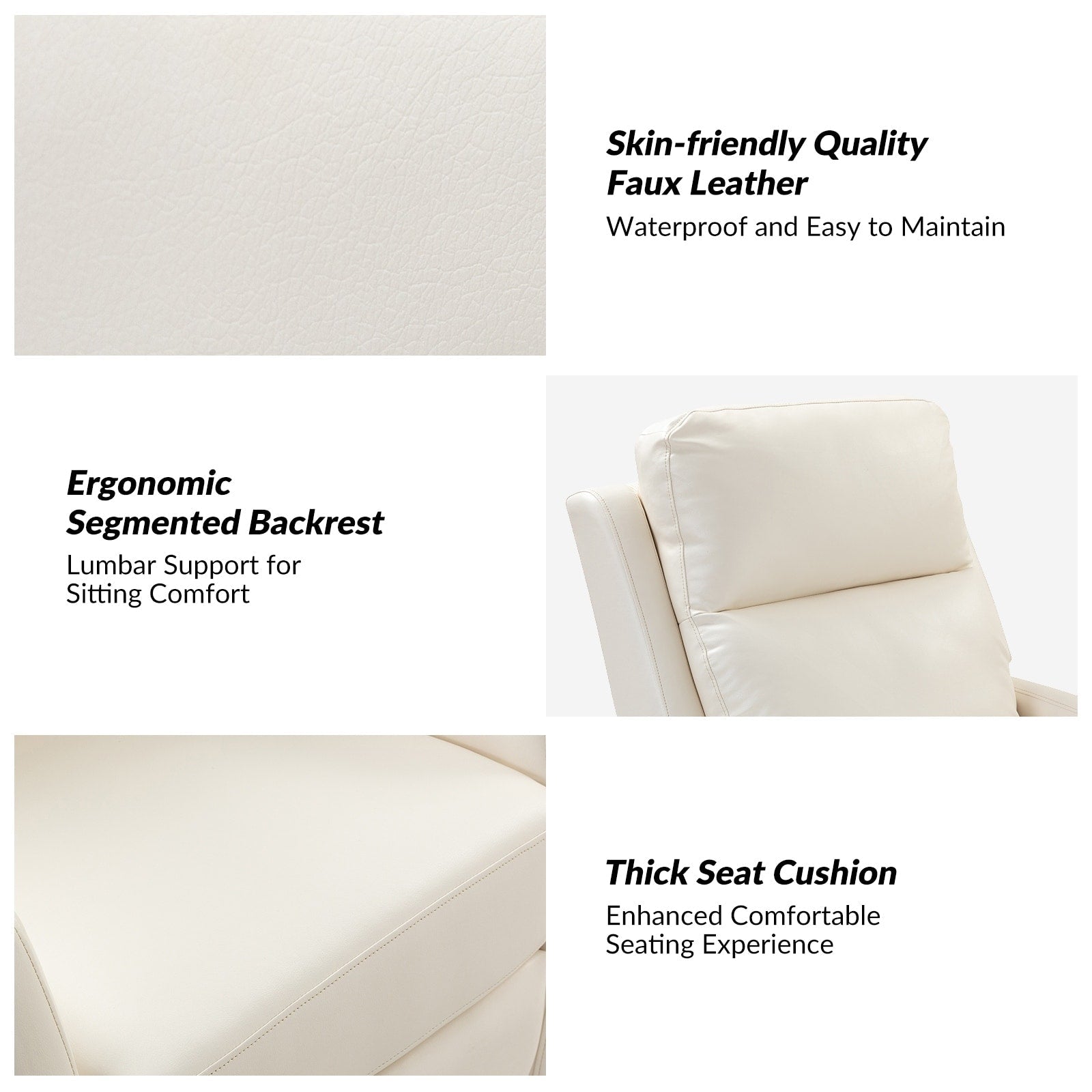 Fauteuil inclinable pivotant manuel Esteban en similicuir moderne avec dossier à oreilles, lot de 2