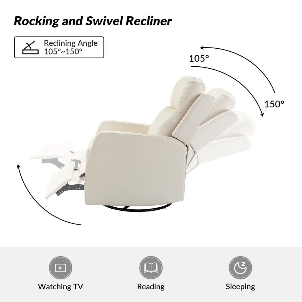Fauteuil inclinable pivotant manuel Esteban en similicuir moderne avec dossier à oreilles, lot de 2