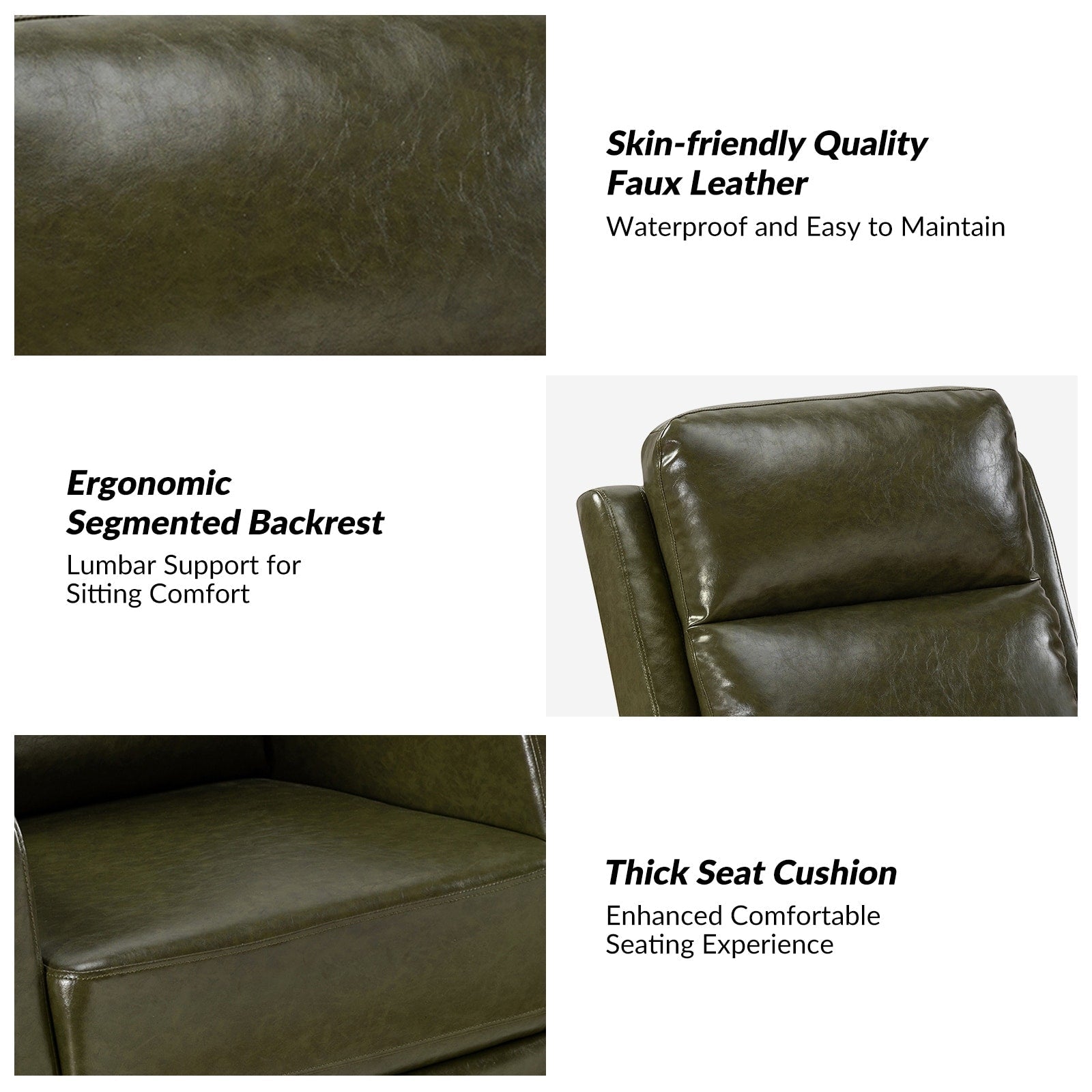 Fauteuil inclinable pivotant manuel Esteban en similicuir moderne avec dossier à oreilles, lot de 2