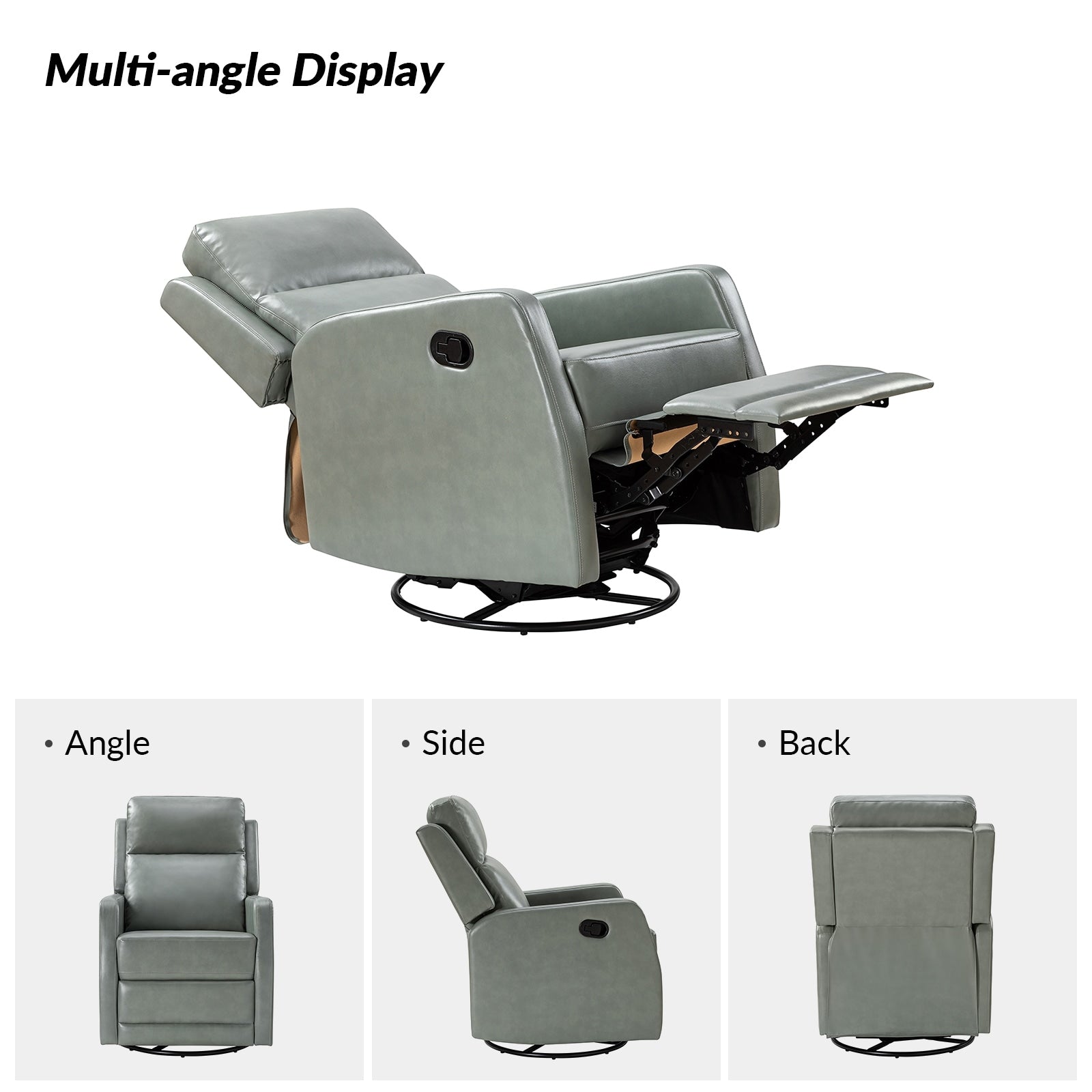 Fauteuil inclinable pivotant manuel Esteban en similicuir moderne avec dossier à oreilles, lot de 2