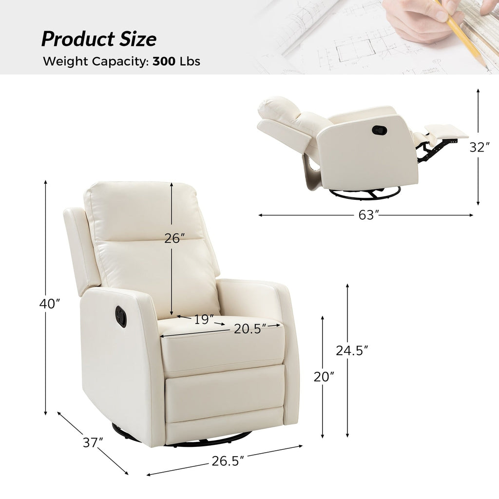 Fauteuil inclinable pivotant manuel Esteban en similicuir moderne avec dossier à oreilles, lot de 2