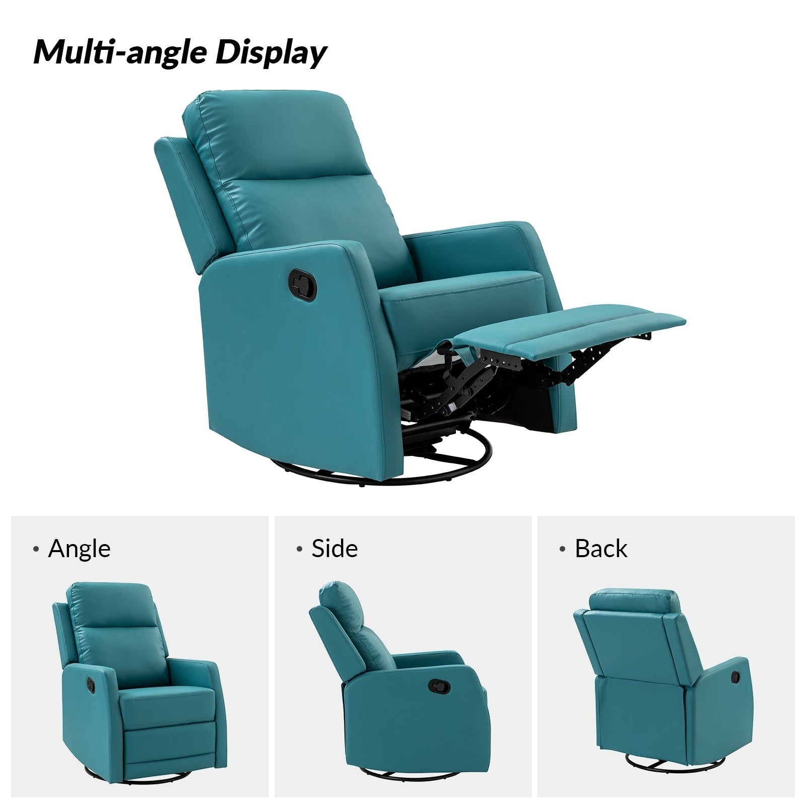 Fauteuil inclinable pivotant manuel Esteban en similicuir moderne avec dossier à oreilles, lot de 2