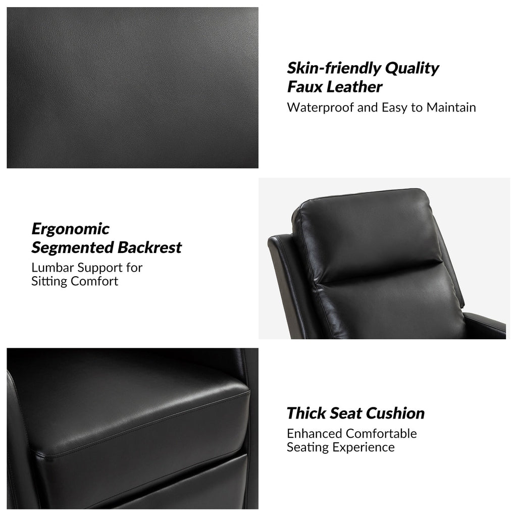 Fauteuil inclinable pivotant manuel en similicuir moderne Esteban avec dossier à oreilles