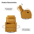 Fauteuil inclinable pivotant manuel en similicuir moderne Esteban avec dossier à oreilles