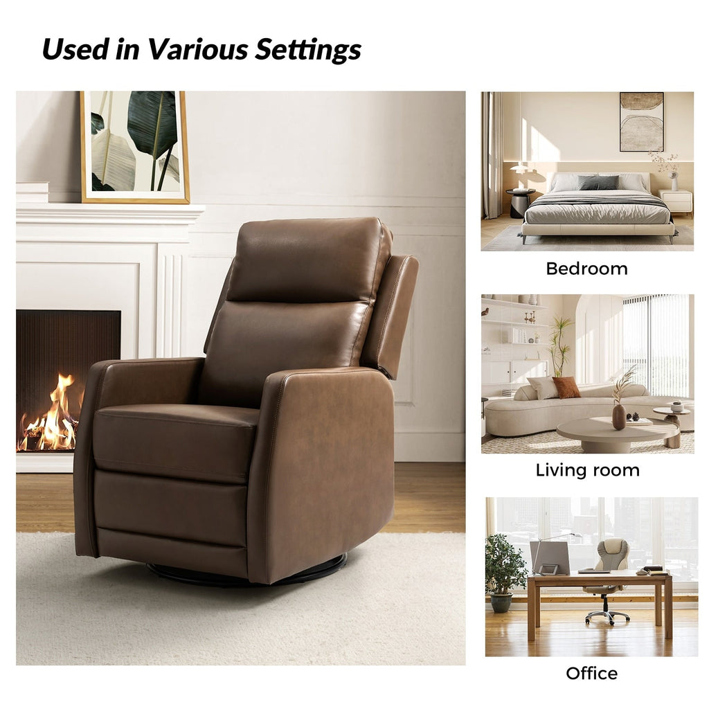 Fauteuil inclinable pivotant manuel en similicuir moderne Esteban avec dossier à oreilles