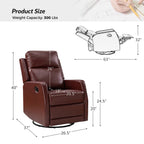 Fauteuil inclinable pivotant manuel en similicuir moderne Esteban avec dossier à oreilles