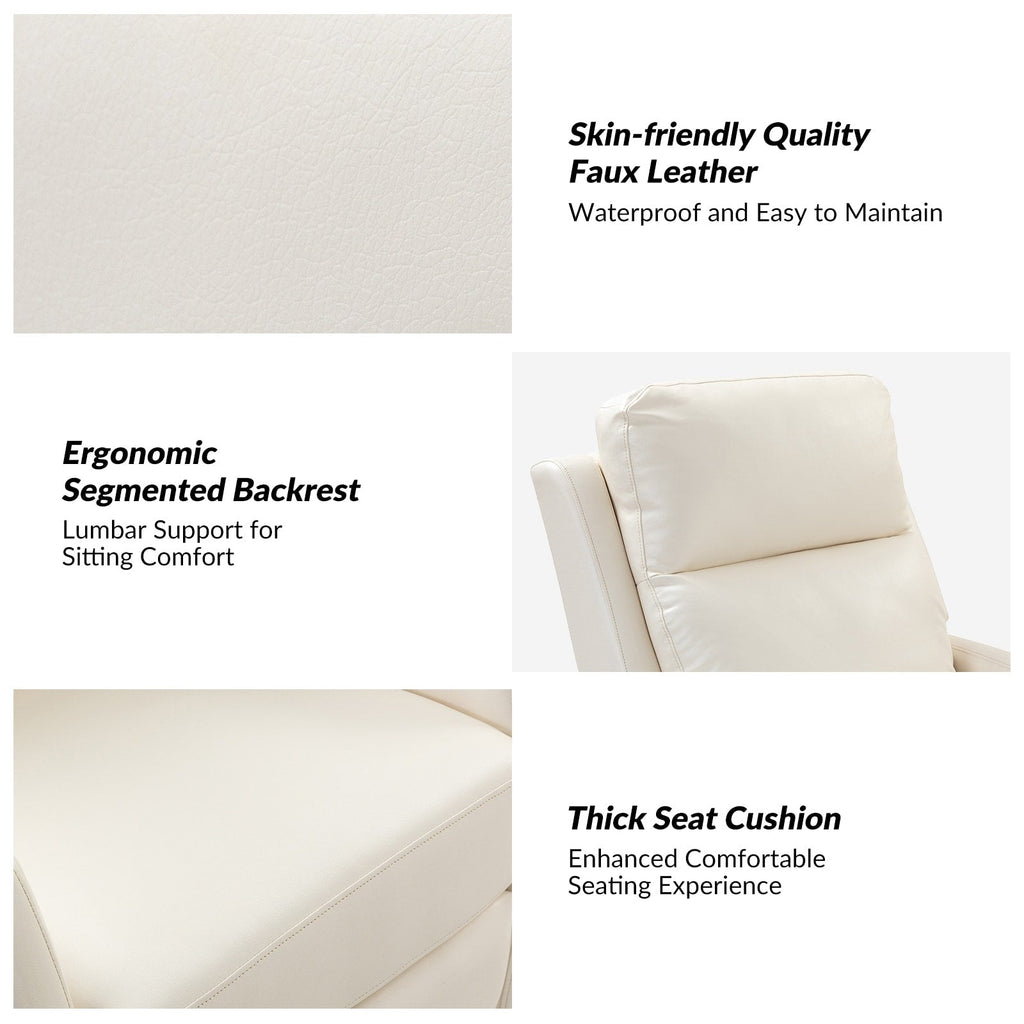 Fauteuil inclinable pivotant manuel en similicuir moderne Esteban avec dossier à oreilles