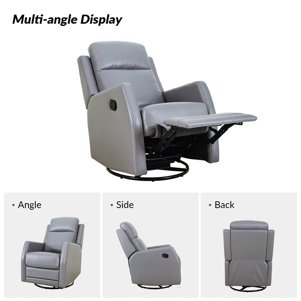 Fauteuil inclinable pivotant manuel en similicuir moderne Esteban avec dossier à oreilles