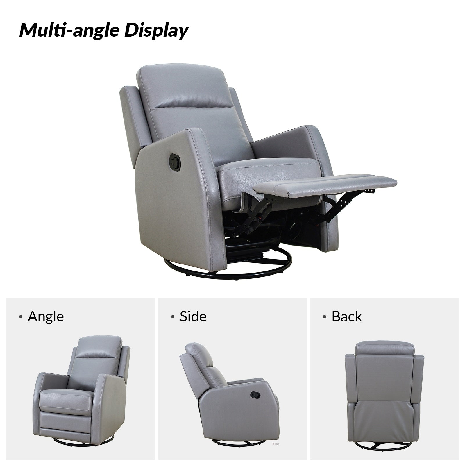 Fauteuil inclinable pivotant manuel en similicuir moderne Esteban avec dossier à oreilles