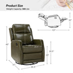 Fauteuil inclinable pivotant manuel en similicuir moderne Esteban avec dossier à oreilles