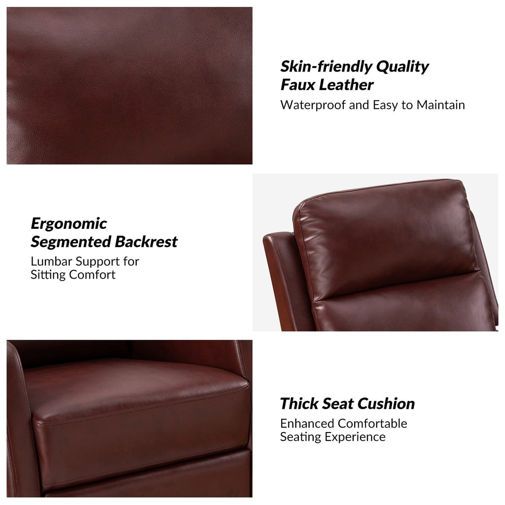 Fauteuil inclinable pivotant manuel en similicuir moderne Esteban avec dossier à oreilles