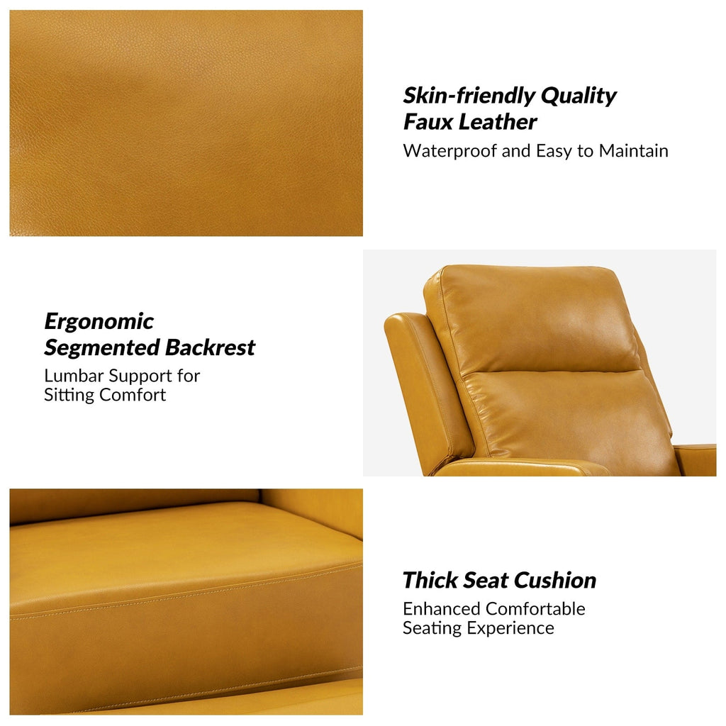 Fauteuil inclinable pivotant manuel en similicuir moderne Esteban avec dossier à oreilles