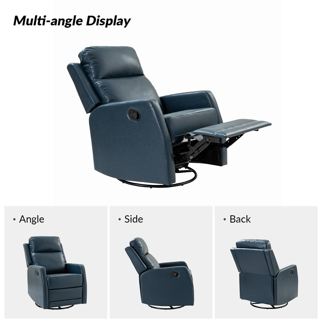 Fauteuil inclinable pivotant manuel en similicuir moderne Esteban avec dossier à oreilles