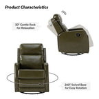 Fauteuil inclinable pivotant manuel en similicuir moderne Esteban avec dossier à oreilles