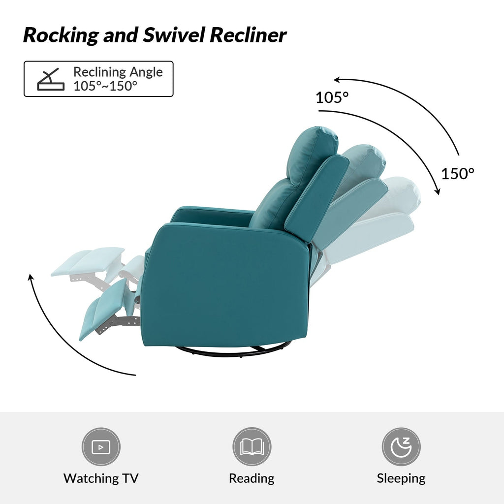 Fauteuil inclinable pivotant manuel en similicuir moderne Esteban avec dossier à oreilles