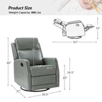 Fauteuil inclinable pivotant manuel en similicuir moderne Esteban avec dossier à oreilles