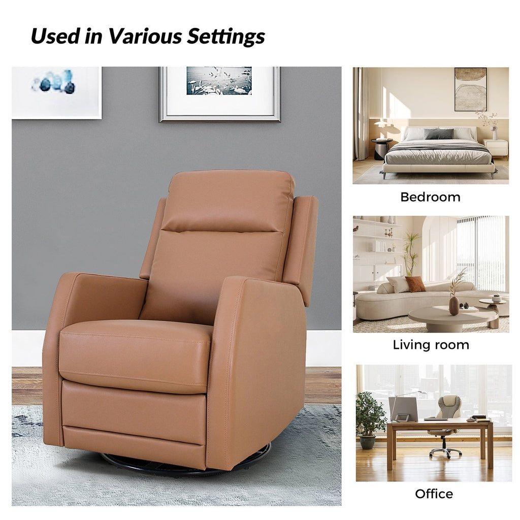 Fauteuil inclinable pivotant manuel en similicuir moderne Esteban avec dossier à oreilles