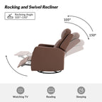 Fauteuil inclinable pivotant manuel en similicuir moderne Esteban avec dossier à oreilles