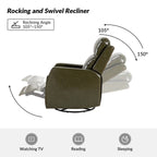 Fauteuil inclinable pivotant manuel en similicuir moderne Esteban avec dossier à oreilles