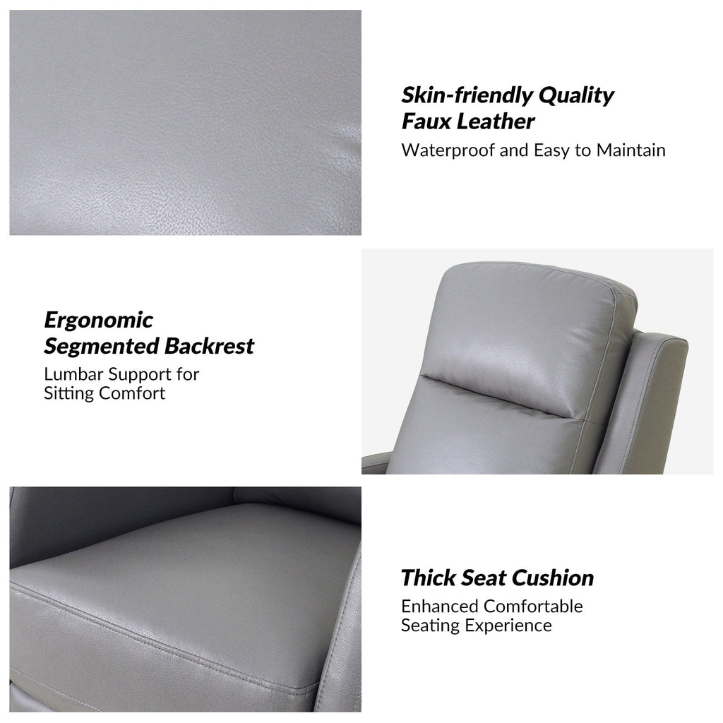 Fauteuil inclinable pivotant manuel en similicuir moderne Esteban avec dossier à oreilles