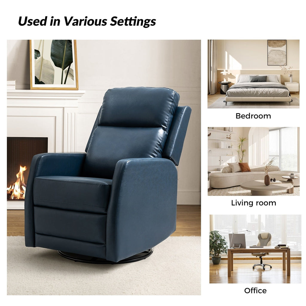 Fauteuil inclinable pivotant manuel en similicuir moderne Esteban avec dossier à oreilles