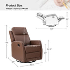 Fauteuil inclinable pivotant manuel en similicuir moderne Esteban avec dossier à oreilles