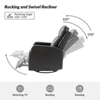 Fauteuil inclinable pivotant manuel en similicuir moderne Esteban avec dossier à oreilles