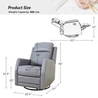 Fauteuil inclinable pivotant manuel en similicuir moderne Esteban avec dossier à oreilles