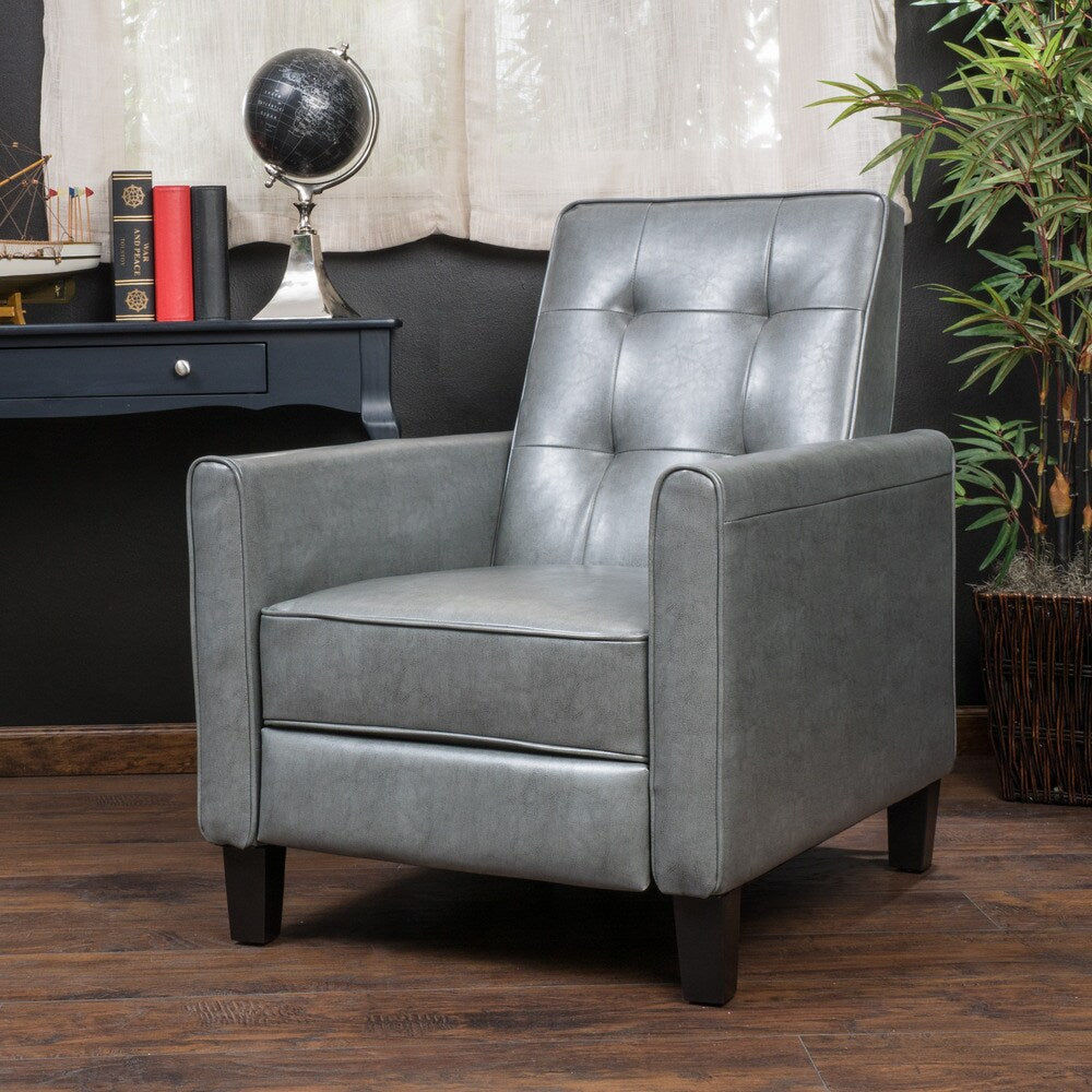Fauteuil inclinable capitonné en cuir reconstitué Ethan par Christopher Knight Home