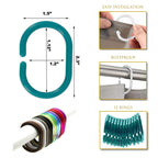 Anneaux de rideau de douche Evidco avec crochets en plastique (lot de 12)