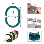 Anneaux de rideau de douche Evidco avec crochets en plastique (lot de 12)