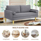 Superbe causeuse 2 places en polyester orange de 65 po avec poches latérales et coussins ronds - 65 po