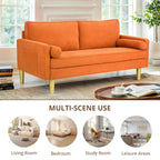 Superbe causeuse 2 places en polyester orange de 65 po avec poches latérales et coussins ronds - 65 po