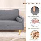 Superbe causeuse 2 places en polyester orange de 65 po avec poches latérales et coussins ronds - 65 po