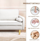 Superbe causeuse 2 places en polyester orange de 65 po avec poches latérales et coussins ronds - 65 po