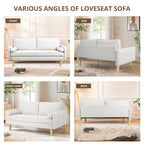 Superbe causeuse 2 places en polyester orange de 65 po avec poches latérales et coussins ronds - 65 po