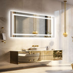 Miroir de salle de bain extra large avec éclairage LED, antibuée, 3 couleurs