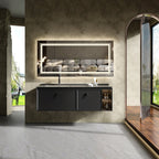 Miroir de salle de bain extra large avec éclairage LED, antibuée, 3 couleurs