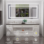 Miroir de salle de bain extra large avec éclairage LED, antibuée, 3 couleurs