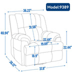 Fauteuil inclinable manuel extra-large avec base pivotante à 360° et mouvement de bascule, assemblage sans outil
