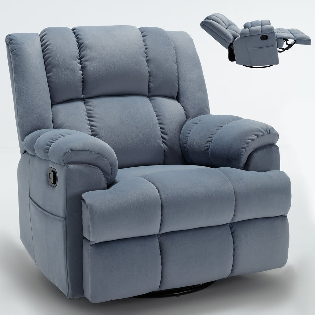 Fauteuil inclinable manuel extra-large avec base pivotante à 360° et mouvement de bascule, assemblage sans outil