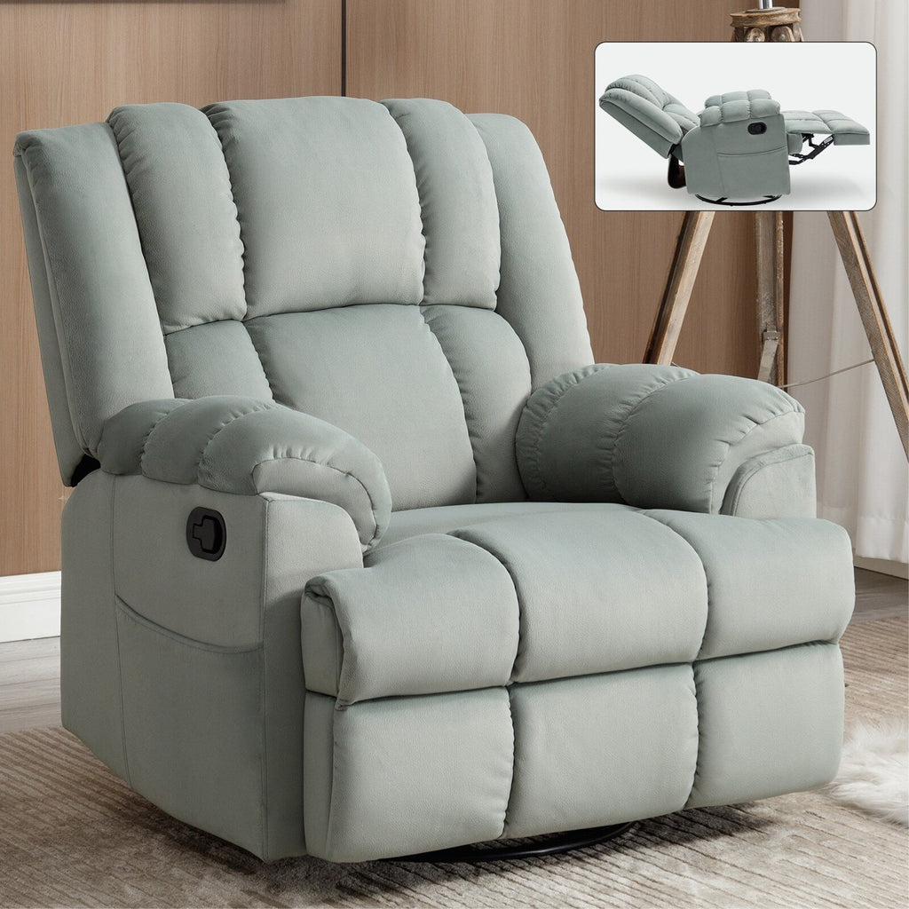 Fauteuil inclinable manuel extra-large avec base pivotante à 360° et mouvement de bascule, assemblage sans outil