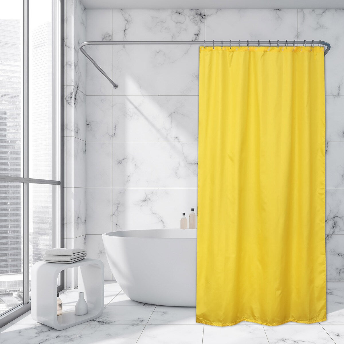 Rideau de douche extra long en polyester, 12 anneaux, 79 L x 71 l
