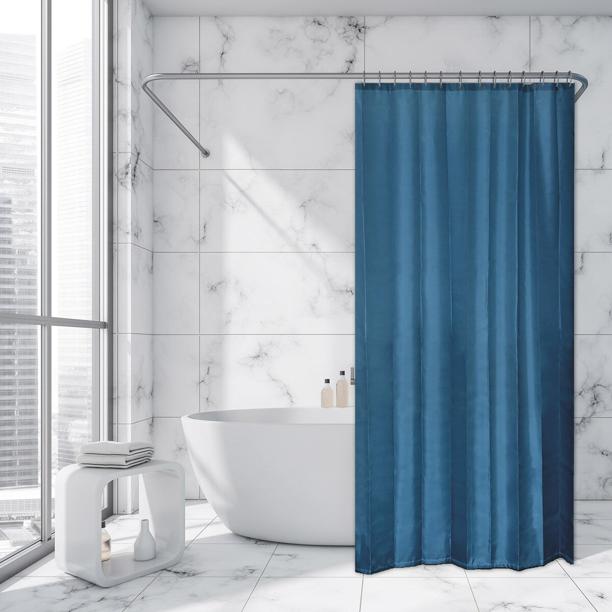 Rideau de douche extra long en polyester, 12 anneaux, 79 L x 71 l