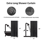 Rideau de douche extra long en polyester, 12 anneaux, 79 L x 71 l