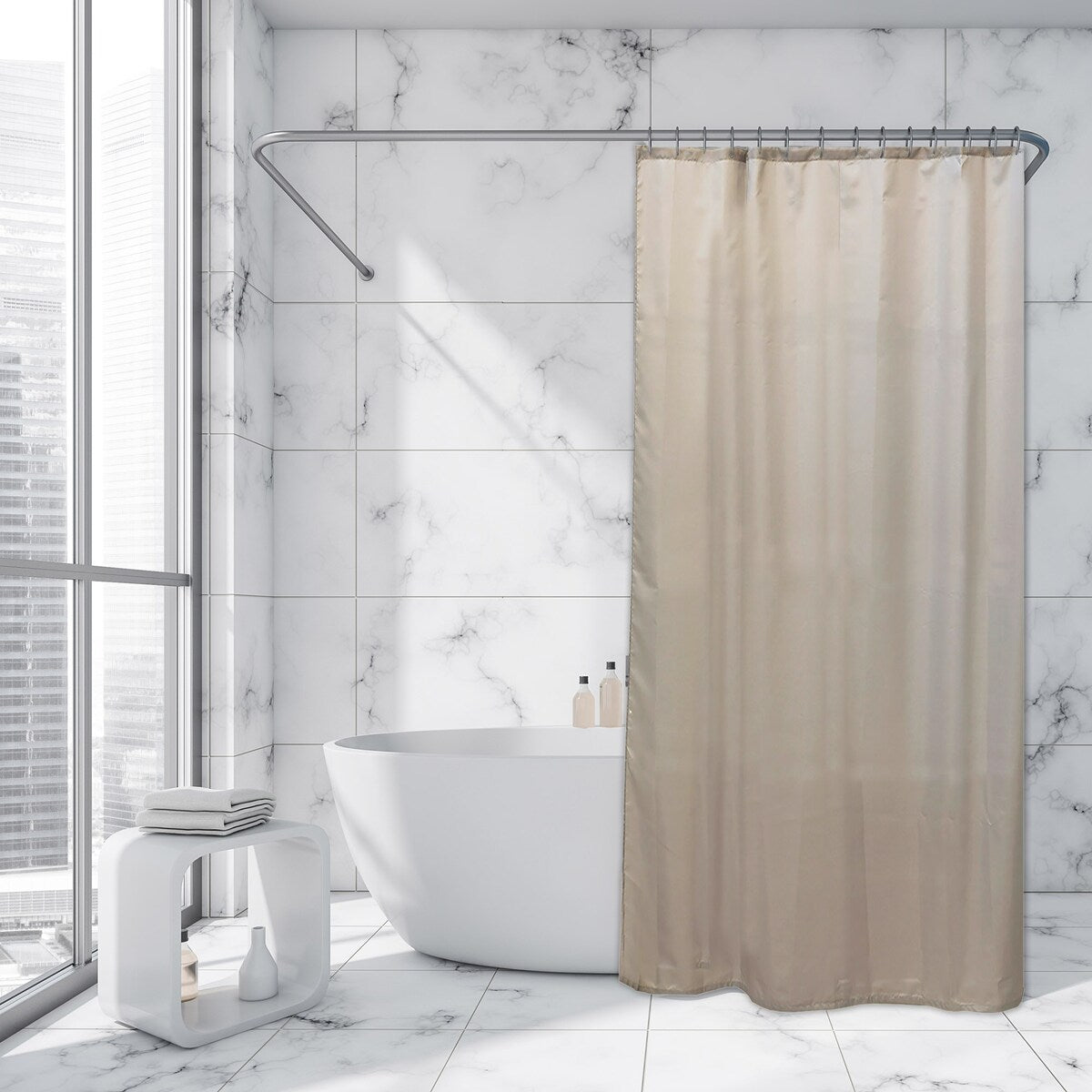 Rideau de douche extra long en polyester, 12 anneaux, 79 L x 71 l
