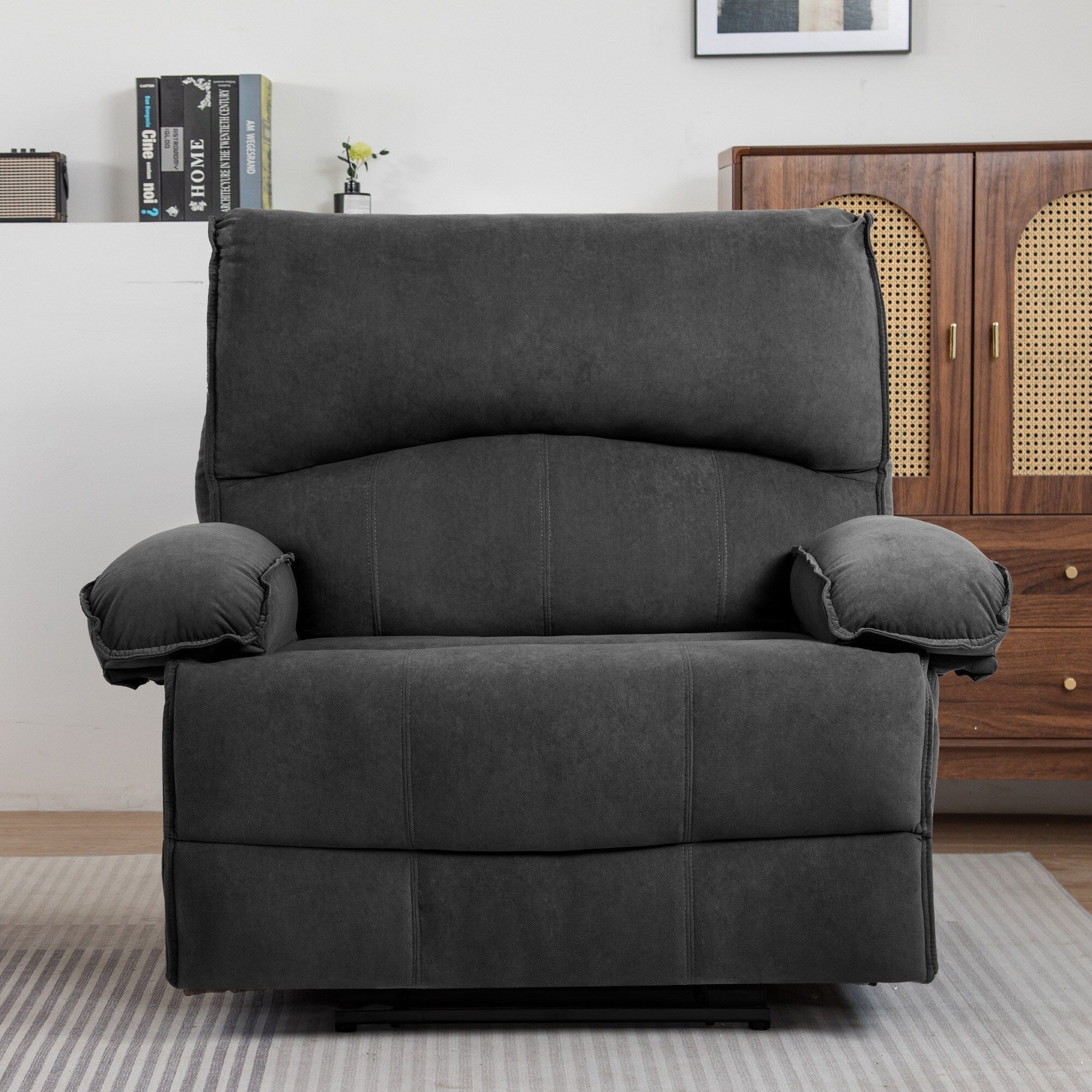 Fauteuil inclinable extra large avec coussin chauffant et massant, revêtement en polaire douce