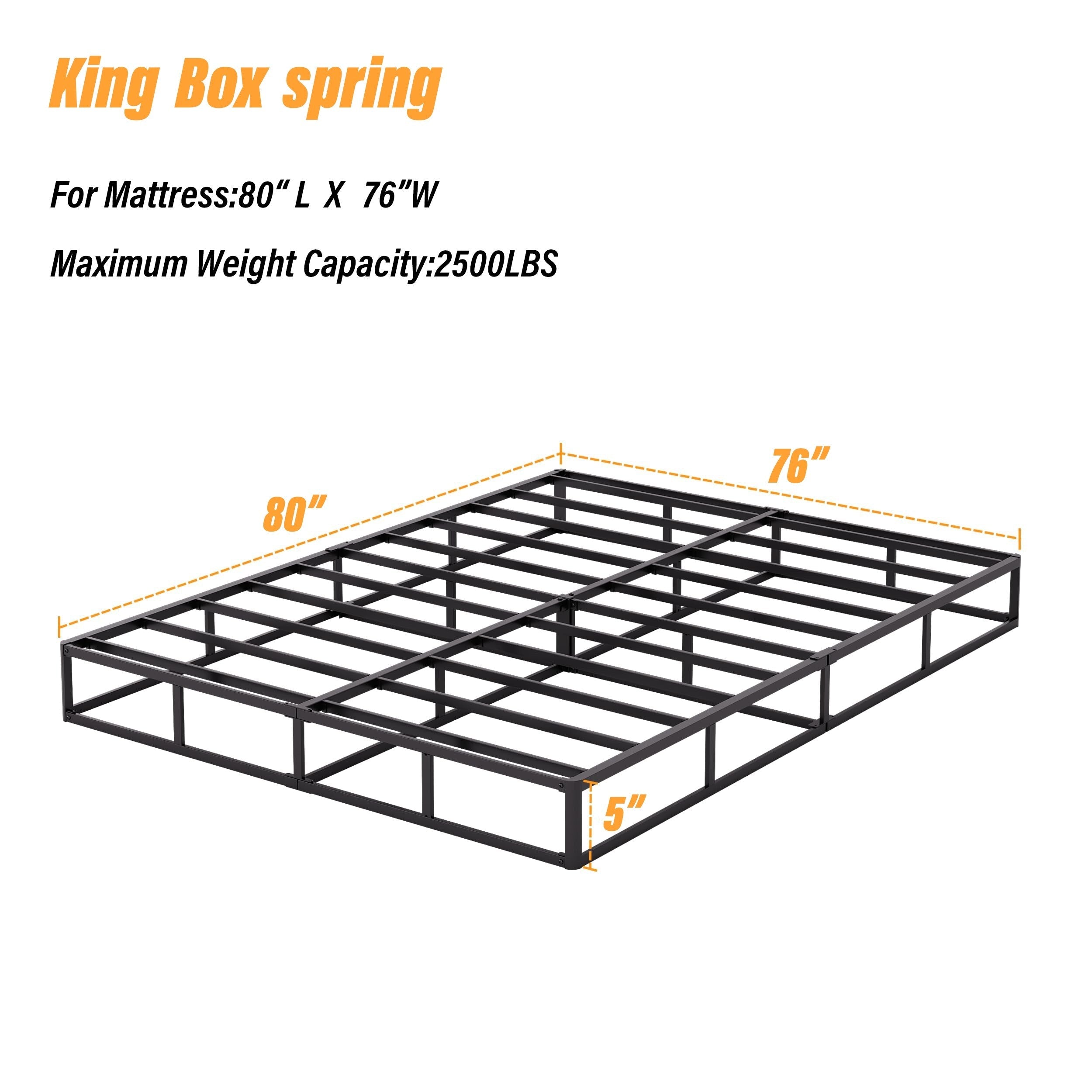 Ressort métallique à profil bas de 5 pouces, structure robuste avec revêtement gris